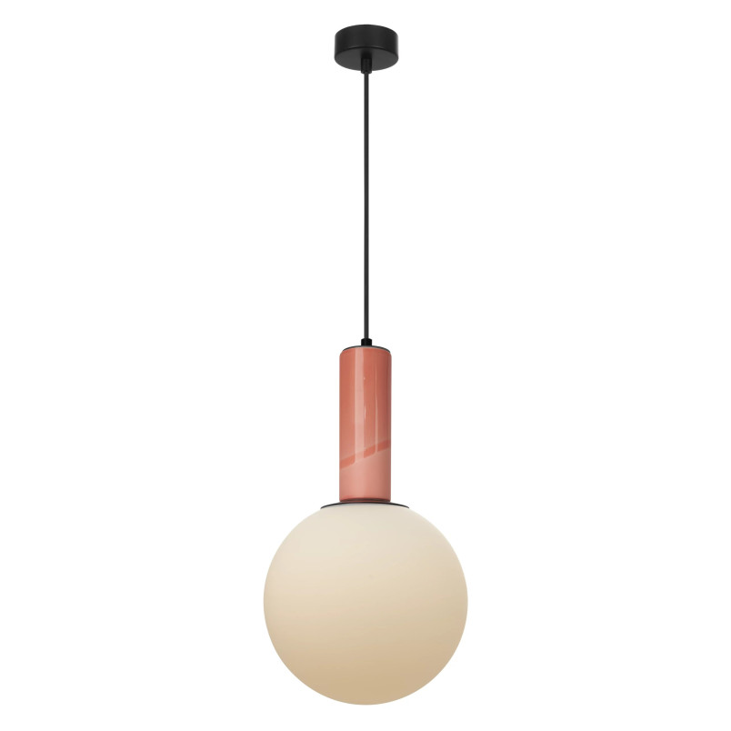 Lampa wisząca szklana kula z ceramiką Rainbow 25cm opal / różowy MaxLight