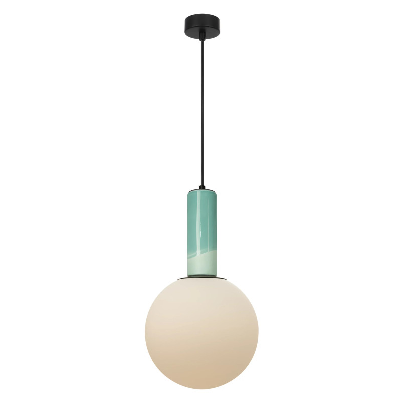 Lampa wisząca szklana kula z ceramiką Rainbow 25cm opal / zielony MaxLight