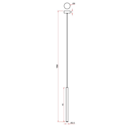 Lampa wisząca tuba Metalic LED 2cm H45cm czarna MaxLight