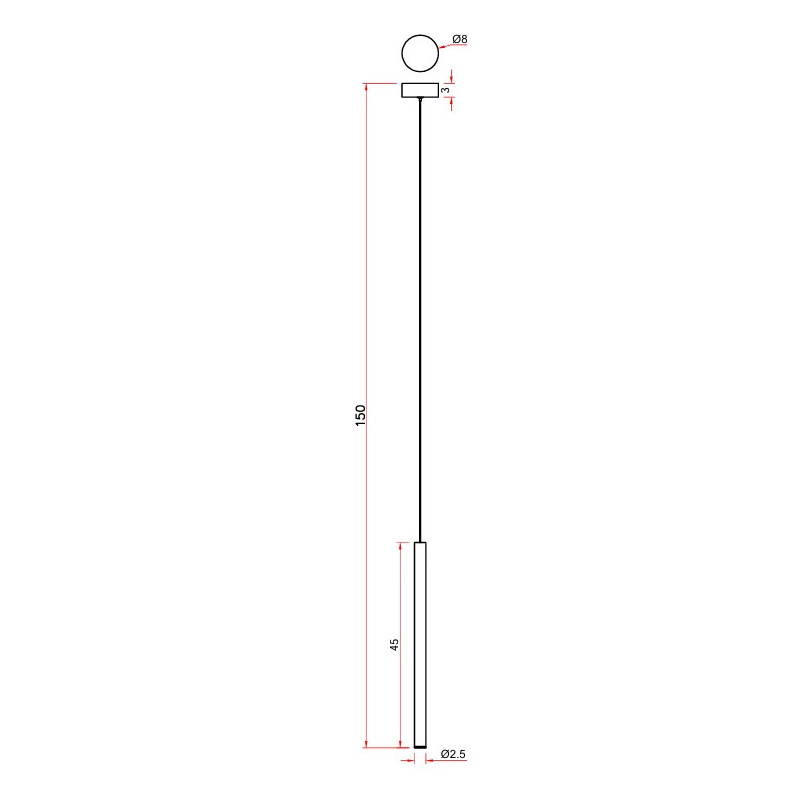 Lampa wisząca tuba Metalic LED 2cm H45cm szampańska MaxLight