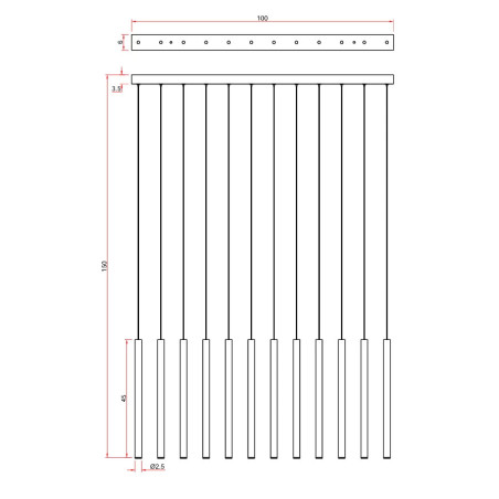 Lampa wiszące tuby na listwie Metalic LED 100cm mulitokolor MaxLight
