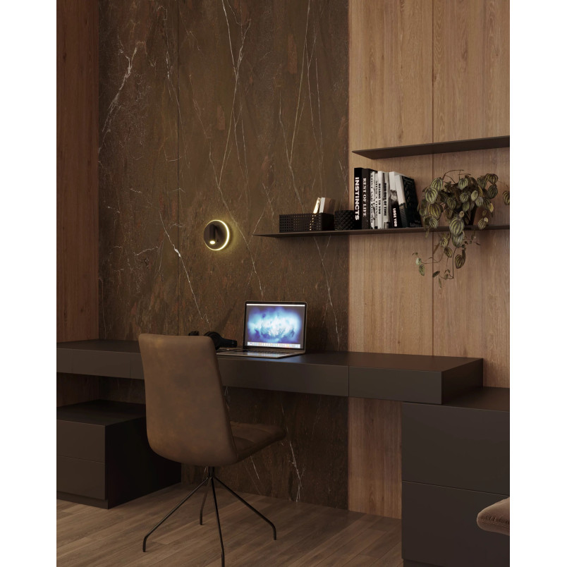 Kinkiet okrągły z reflektorkiem i włącznikami Lux LED czarny MaxLight