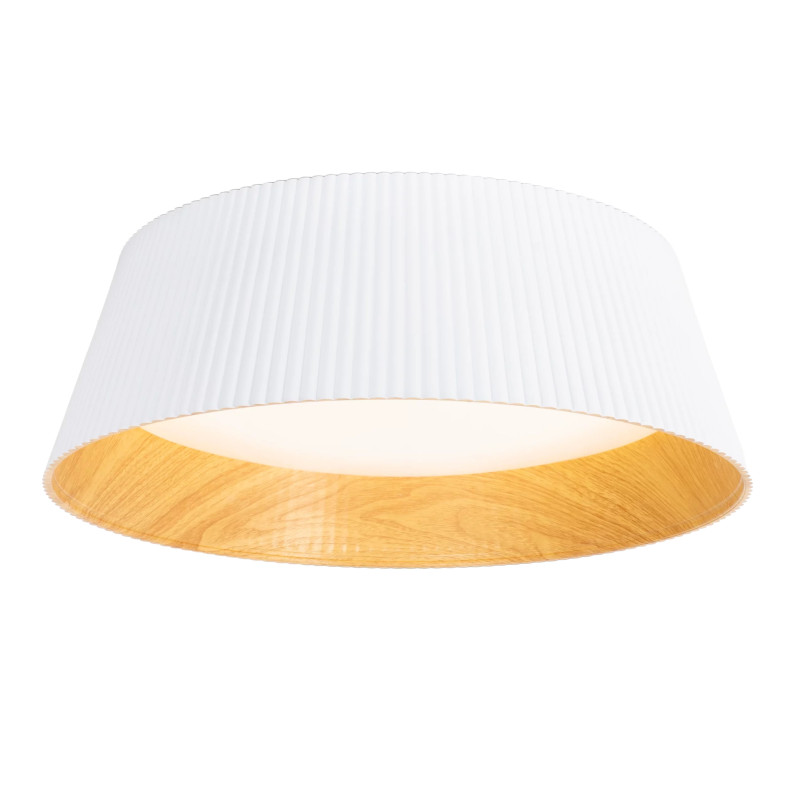 Plafon ryflowany z drewnem Fabio LED 46cm biały MaxLight