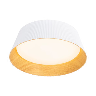 Plafon ryflowany z drewnem Fabio LED 46cm biały MaxLight