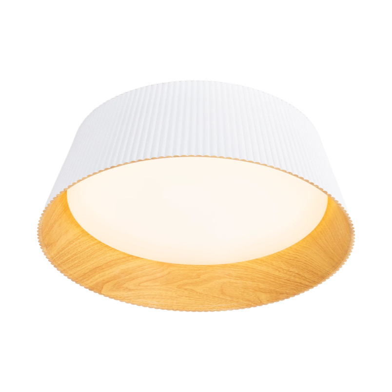 Plafon ryflowany z drewnem Fabio LED 46cm biały MaxLight