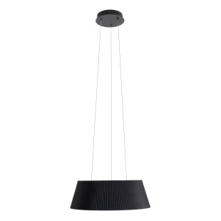 Lampa wisząca ryflowana z drewnem Fabio LED 46cm czarna MaxLight
