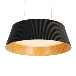 Lampa wisząca ryflowana z drewnem Fabio LED 46cm czarna MaxLight