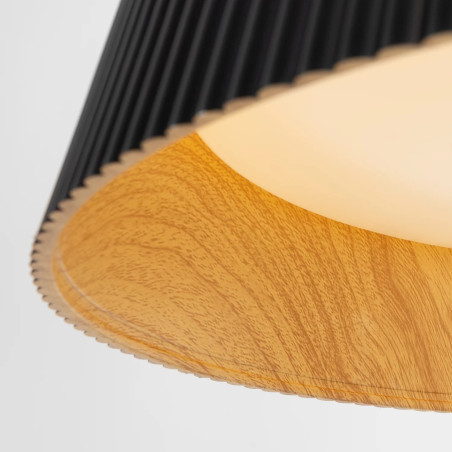 Lampa wisząca ryflowana z drewnem Fabio LED 46cm czarna MaxLight