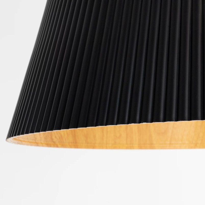 Lampa wisząca ryflowana z drewnem Fabio LED 46cm czarna MaxLight