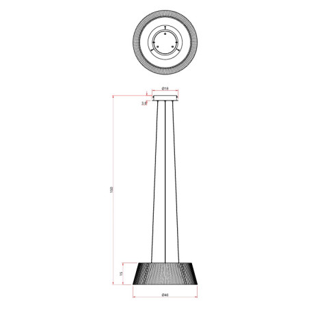 Lampa wisząca ryflowana z drewnem Fabio LED 46cm czarna MaxLight