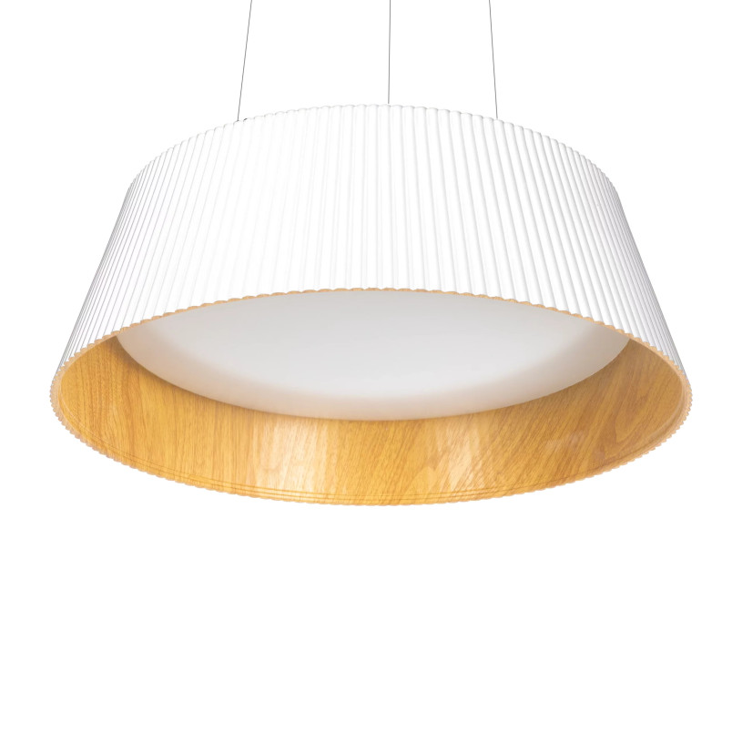 Lampa wisząca ryflowana z drewnem Fabio LED 46cm biała MaxLight