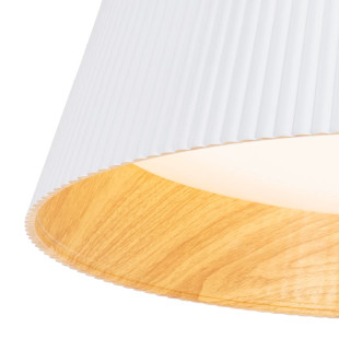 Lampa wisząca ryflowana z drewnem Fabio LED 46cm biała MaxLight