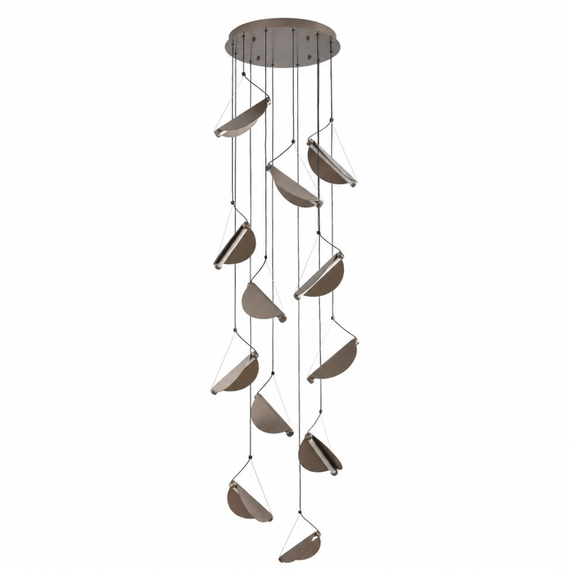 Lampa wisząca kaskadowa do wysokich pomieszczeń Nami XII LED 60cm H340cm szary szczotkowany Step Into Design