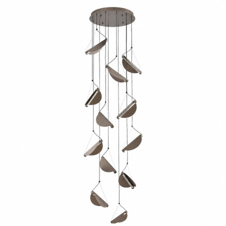 Lampa wisząca kaskadowa do wysokich pomieszczeń Nami XII LED 60cm H340cm szary szczotkowany Step Into Design