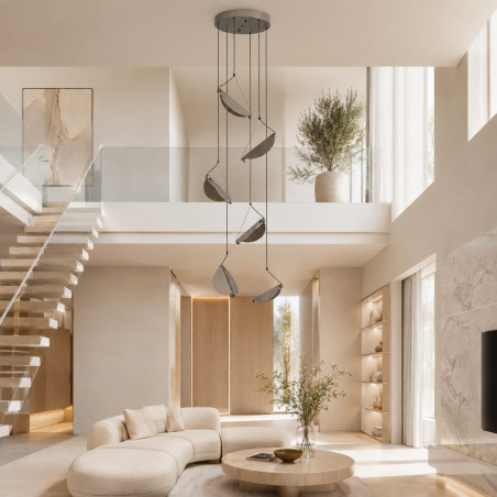 Lampa wisząca kaskadowa do wysokich pomieszczeń Nami VI LED 50cm H240cm szary szczotkowany Step Into Design