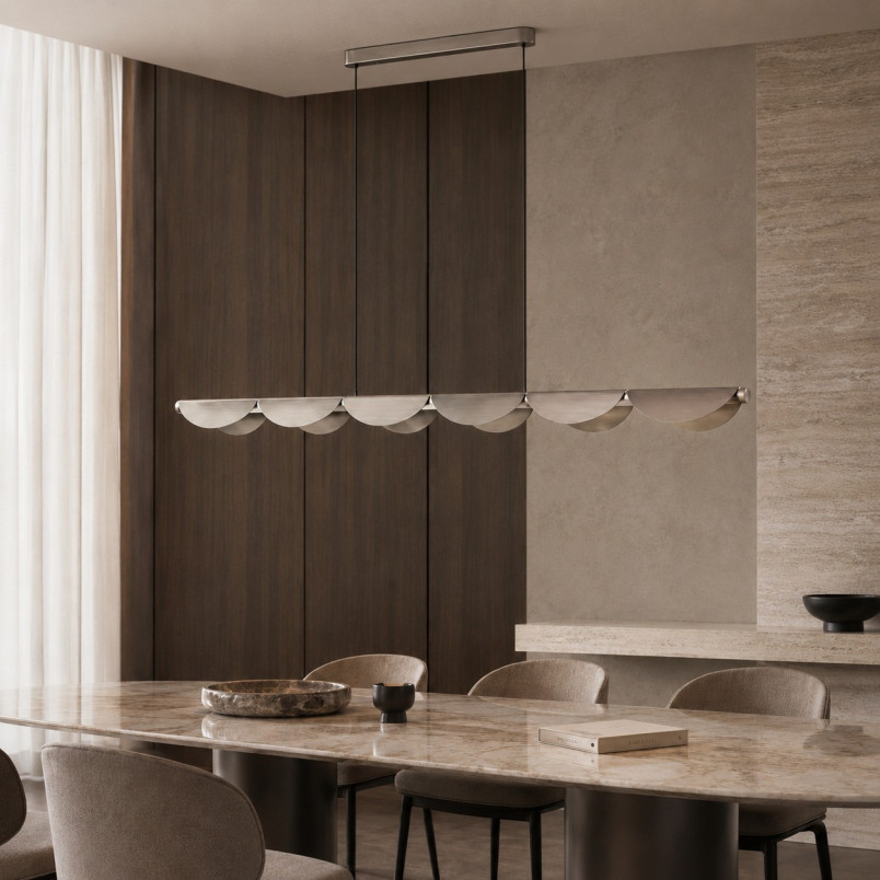 Lampa wisząca podłużna falista Nami Line LED 143cm szary szczotkowany Step Into Design