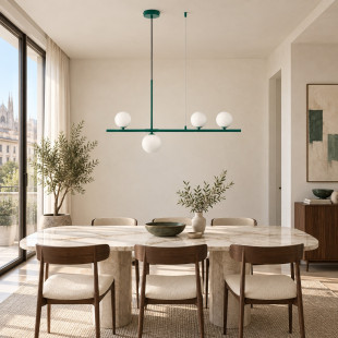 Lampa wisząca podłużna ze szklanymi kulami Moderno 80cm biały / zielony Step Into Design