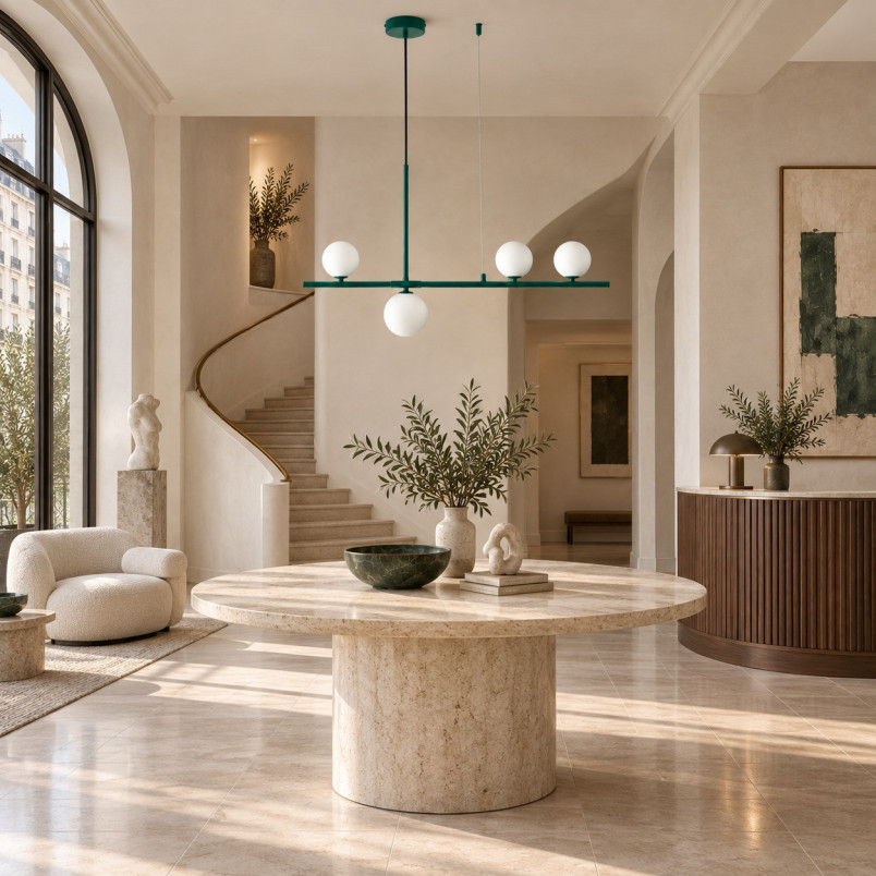 Lampa wisząca podłużna ze szklanymi kulami Moderno 80cm biały / zielony Step Into Design