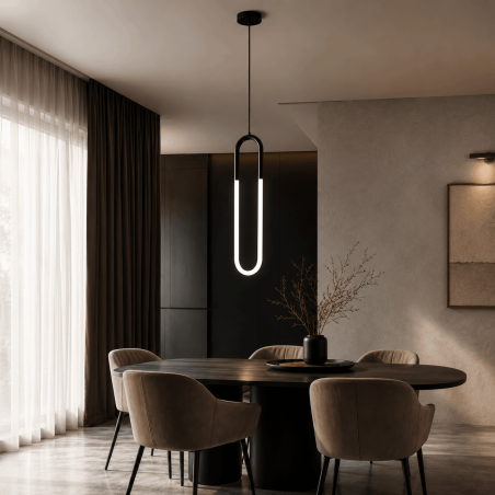 Lampa wisząca nowoczesna U-Shape 14cm H60cm biało-czarna Step Into Design