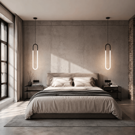 Lampa wisząca nowoczesna U-Shape 14cm H60cm biało-czarna Step Into Design