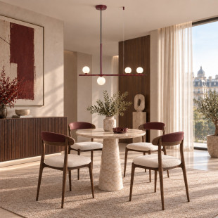 Lampa wisząca podłużna ze szklanymi kulami Moderno 80cm biały / burgund Step Into Design