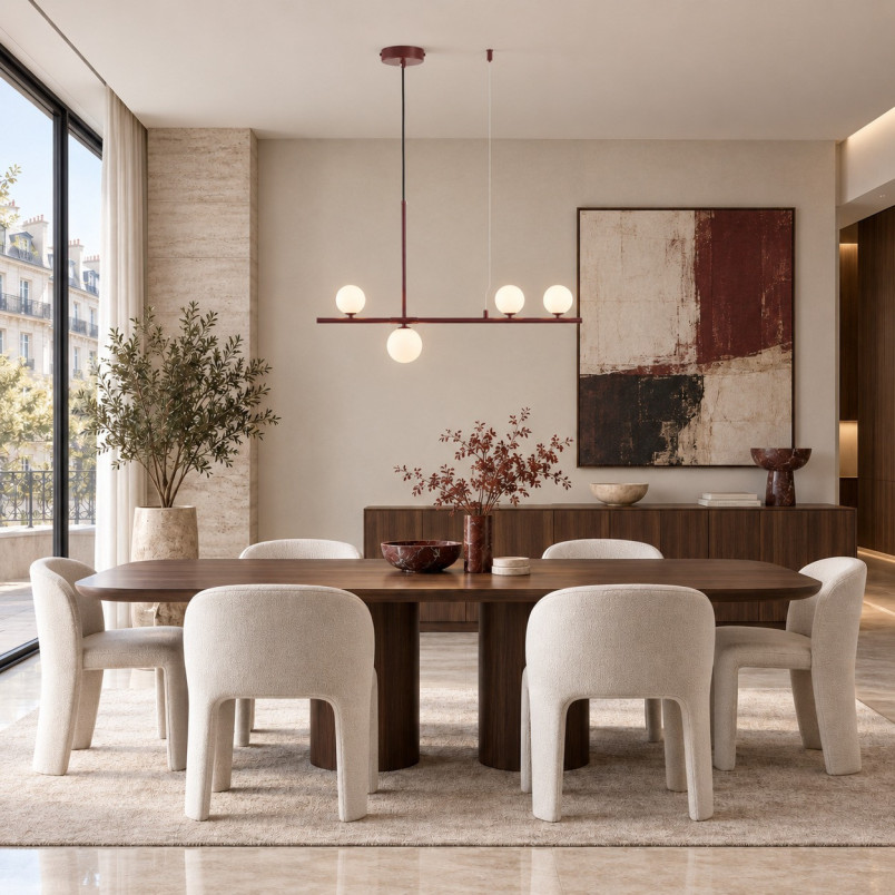 Lampa wisząca podłużna ze szklanymi kulami Moderno 80cm biały / burgund Step Into Design