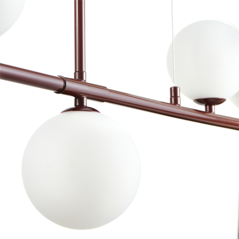 Lampa wisząca podłużna ze szklanymi kulami Moderno 80cm biały / burgund Step Into Design