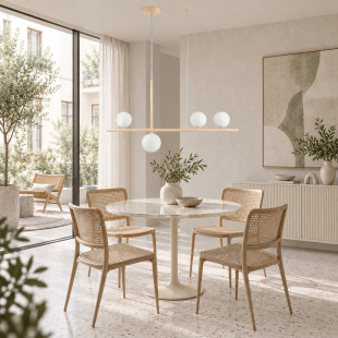 Lampa wisząca podłużna ze szklanymi kulami Moderno 80cm biały / kremowy Step Into Design