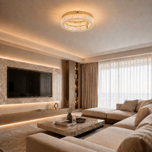 Plafon kryształowy w stylu glamour / hampton Apollo 50cm złoty Step Into Design