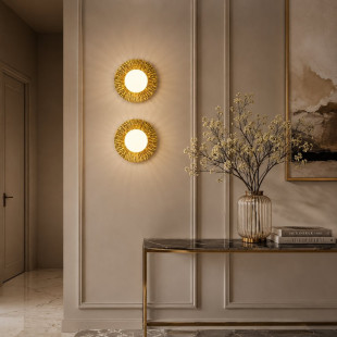 Kinkiet okrągły Sun | Złoto i szkło | Step Into Design