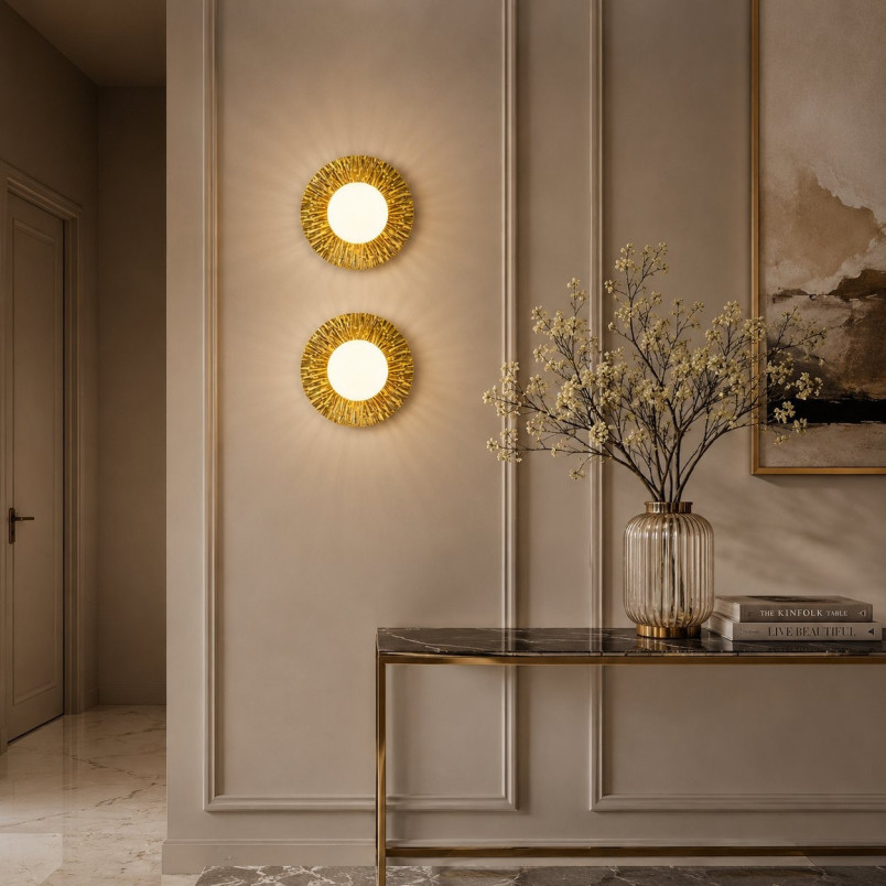 Kinkiet okrągły Sun | Złoto i szkło | Step Into Design