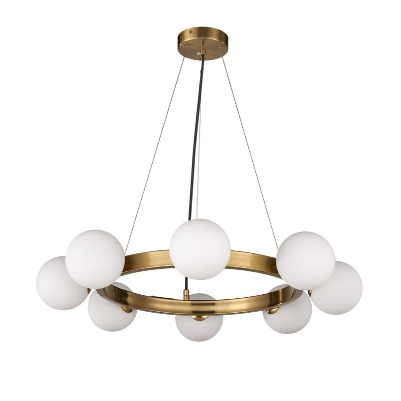 Lampa wisząca okrągła ze szklanymi kulami Molecula 60cm biało-złota Step Into Design