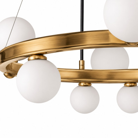 Lampa wisząca okrągła ze szklanymi kulami Molecula 60cm biało-złota Step Into Design