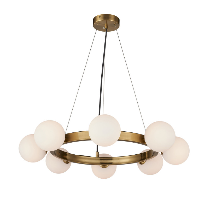 Lampa wisząca okrągła ze szklanymi kulami Molecula 60cm biało-złota Step Into Design