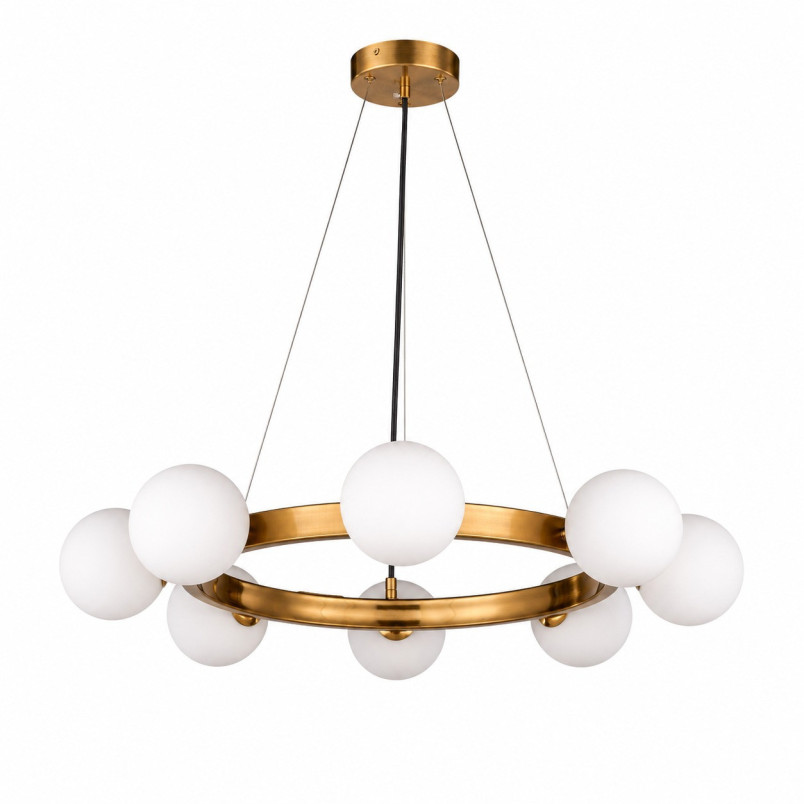 Lampa wisząca okrągła ze szklanymi kulami Molecula 60cm biało-złota Step Into Design
