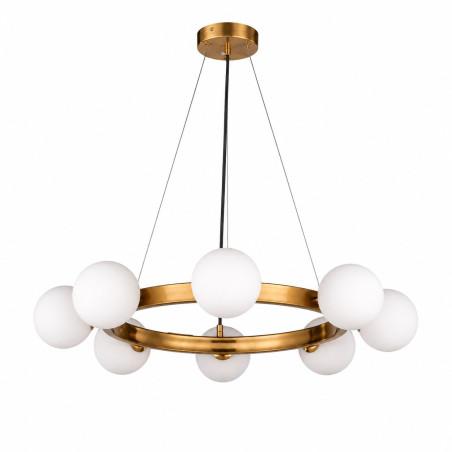 Lampa wisząca okrągła ze szklanymi kulami Molecula 60cm biało-złota Step Into Design