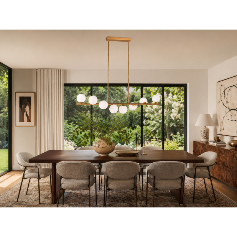 Lampa wisząca podłużna ze szklanymi kulami Molecula 100cm biało-złota Step Into Design