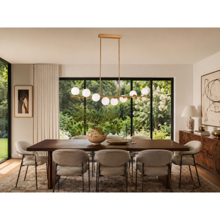 Lampa wisząca podłużna ze szklanymi kulami Molecula 100cm biało-złota Step Into Design