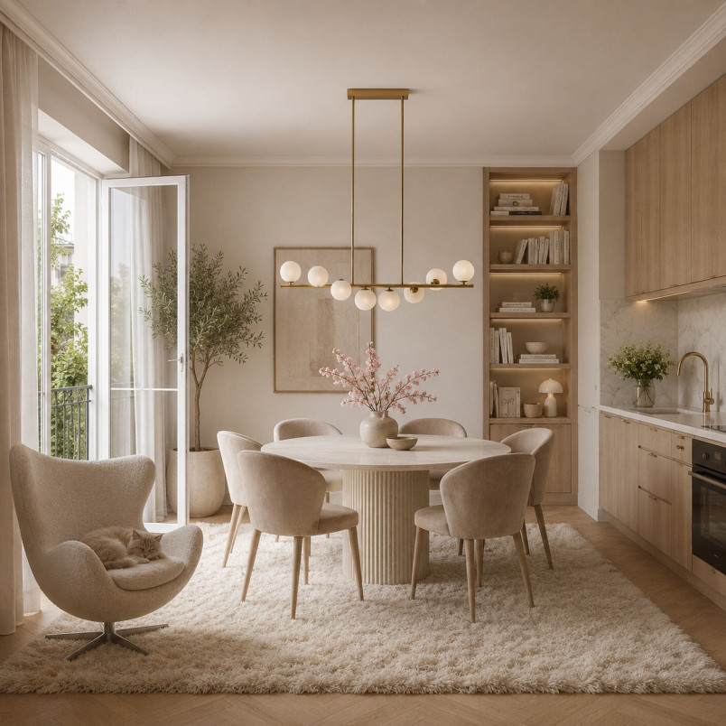Lampa wisząca podłużna ze szklanymi kulami Molecula 100cm biało-złota Step Into Design