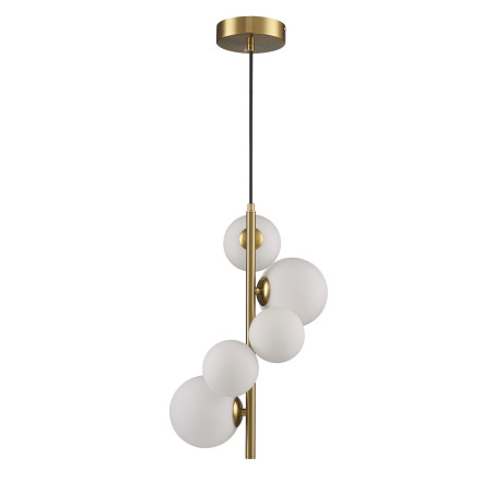 Lampa wisząca 5 szklanych kul Molecula 38cm biało-złota Step Into Design