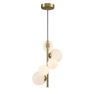 Lampa wisząca 5 szklanych kul Molecula 38cm biało-złota Step Into Design