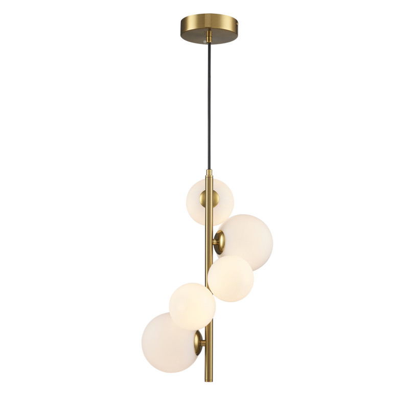 Lampa wisząca 5 szklanych kul Molecula 38cm biało-złota Step Into Design