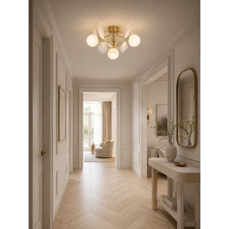 Plafon szklany designerski Chic 45cm biało-złotyStep Into Design