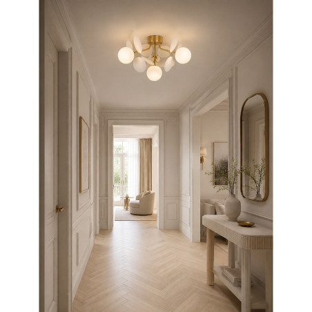 Plafon szklany designerski Chic 45cm biało-złotyStep Into Design