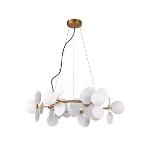 Lampa wisząca / żyrandol szklany designerski Chic IX 75cm biało-złoty Step Into Design