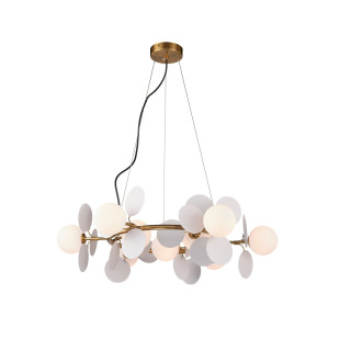 Lampa wisząca / żyrandol szklany designerski Chic IX 75cm biało-złoty Step Into Design