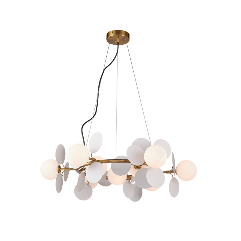 Lampa wisząca / żyrandol szklany designerski Chic IX 75cm biało-złoty Step Into Design