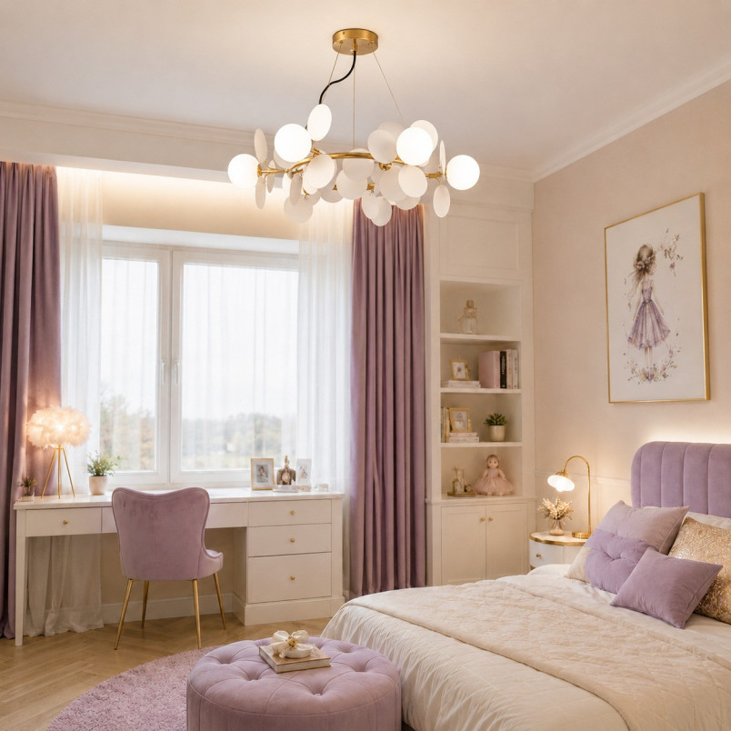 Lampa wisząca / żyrandol szklany designerski Chic IX 75cm biało-złoty Step Into Design
