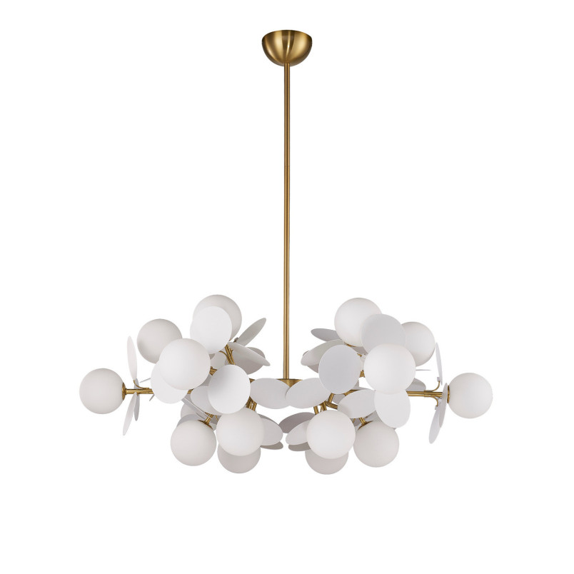 Lampa wisząca / żyrandol szklany designerski Chic VI 90cm biało-złoty Step Into Design