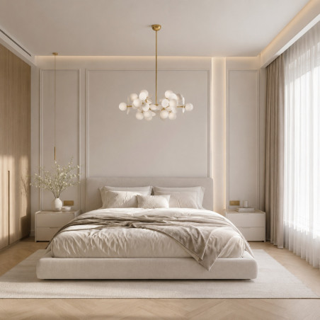 Lampa wisząca / żyrandol szklany designerski Chic VI 90cm biało-złoty Step Into Design